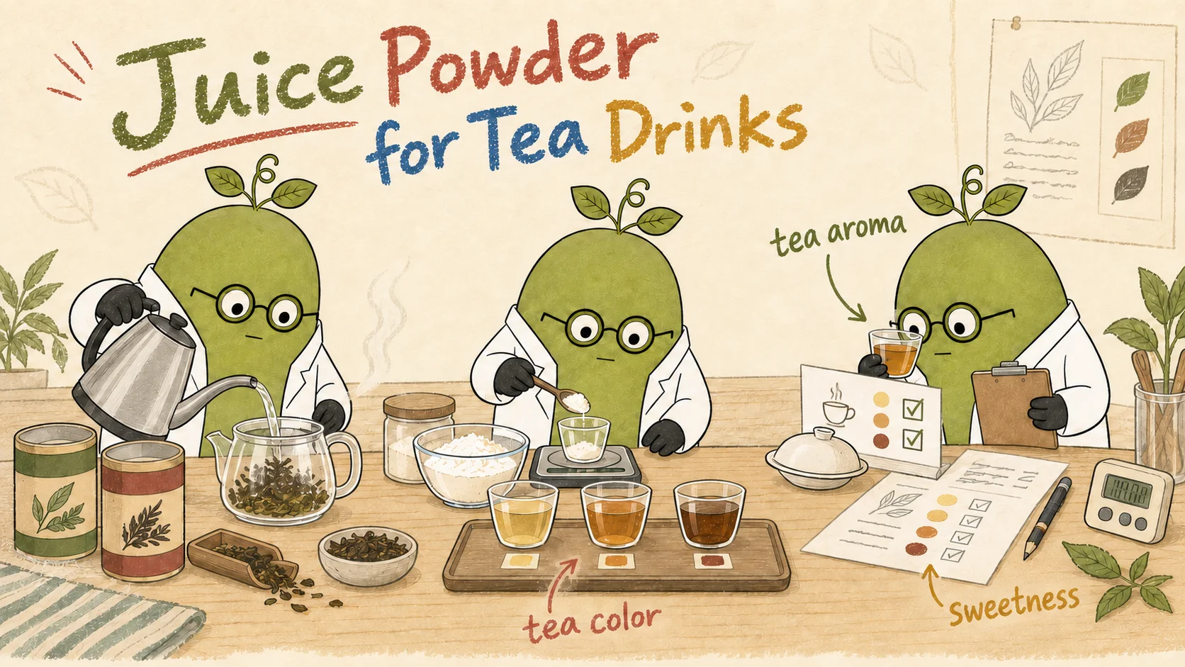 罗汉果博士团队：罗汉果果汁粉用于茶饮：茶香、甜味、茶汤颜色与样品选择