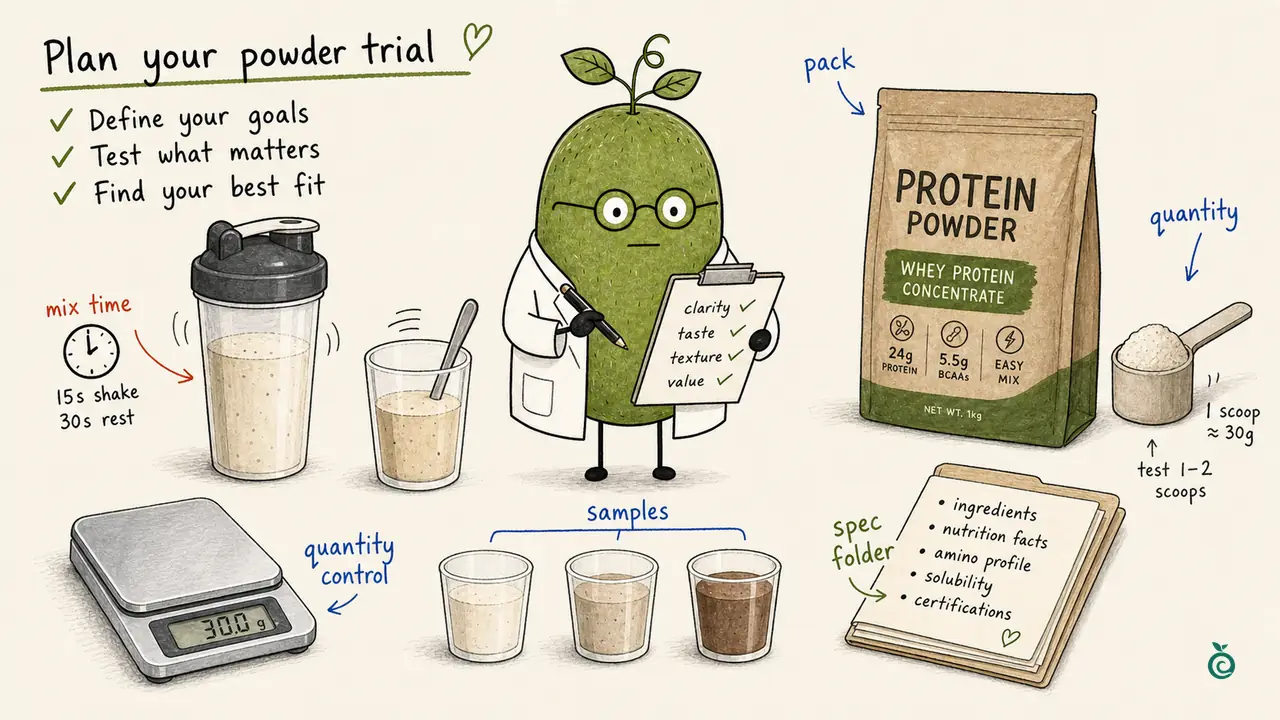 Ian Xiaohei illustration showing six buyer details packed into a sample request box before quotation.