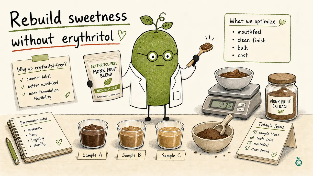 Erythritol-Free Monk Fruit Sweetener Reformulation Guide