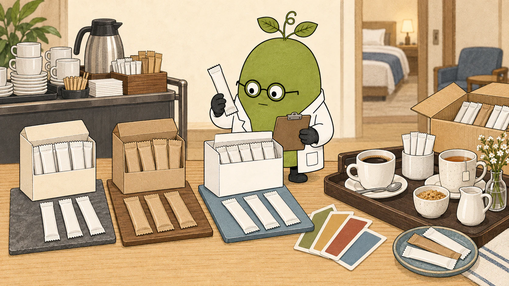 Monk Fruit Doctor illustration: Private Label Sweetener Packets for Hotels and Cafés: Standard or Custom Formula?