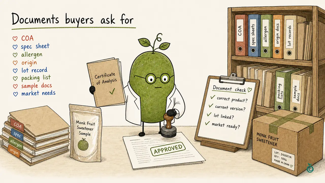 Monk fruit supplier documents: match each file to the product