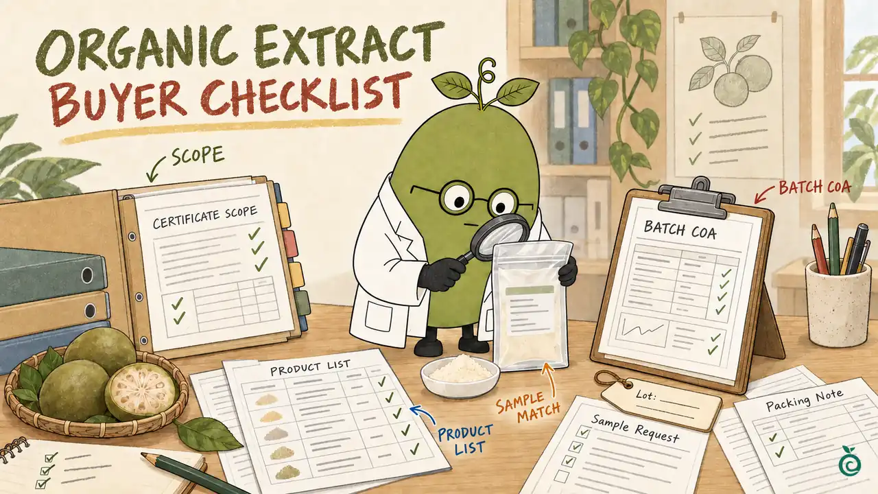Monk Fruit Doctor matching organic monk fruit extract supplier scope, product list, batch COA and sample documents.